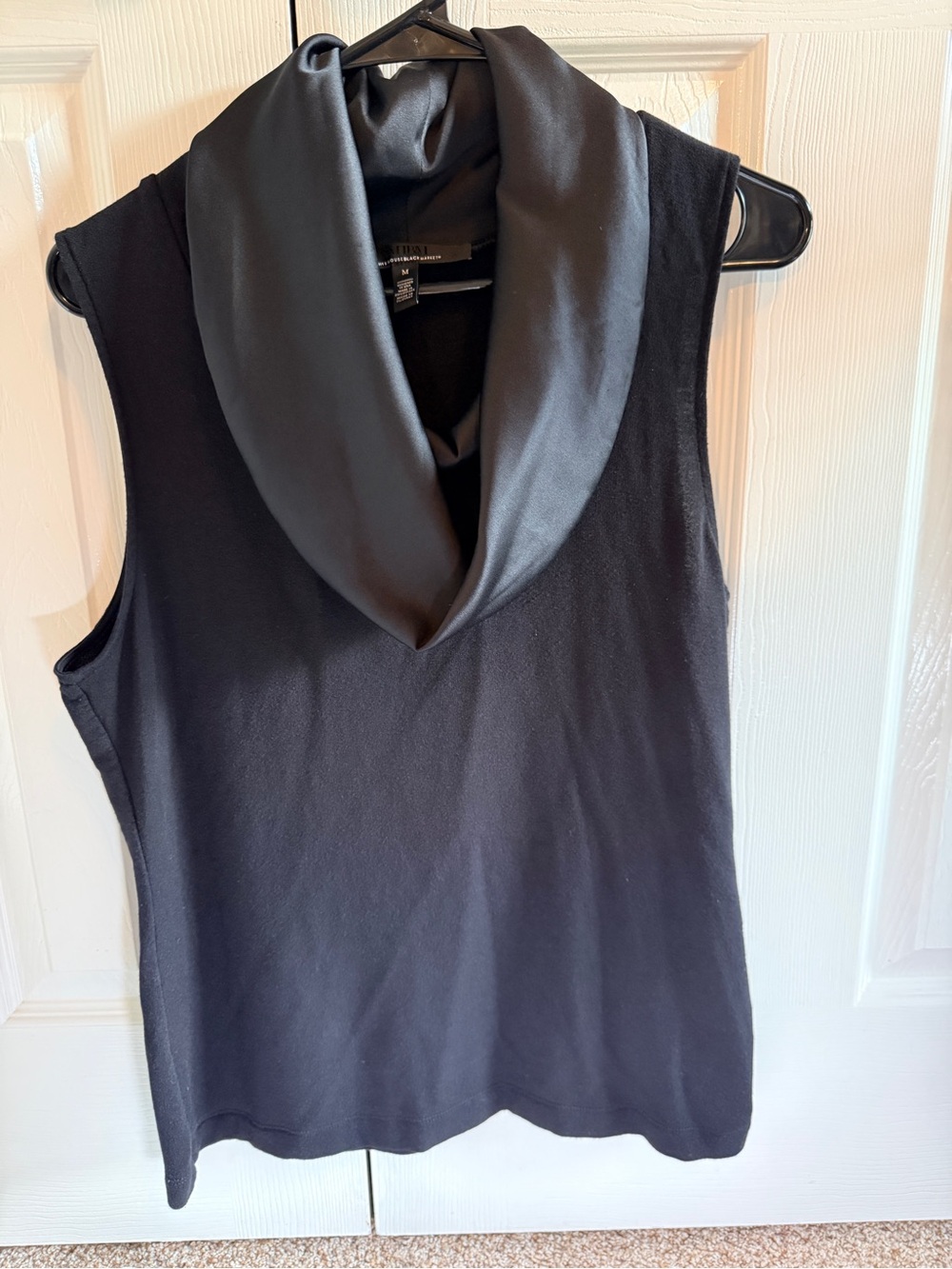 White House Black Market Black Satin Cowl Tank